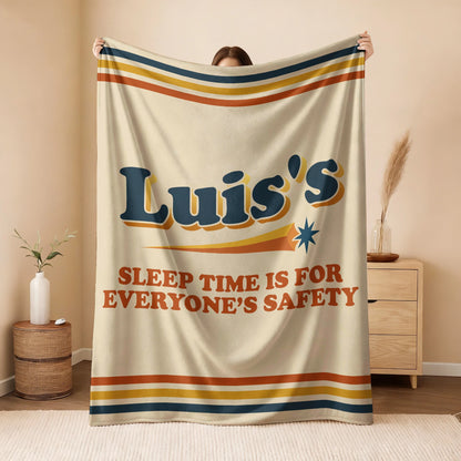 Your Name's Sleep Time Funny Retro Fleece Blanket LUIS 13K1 BK67