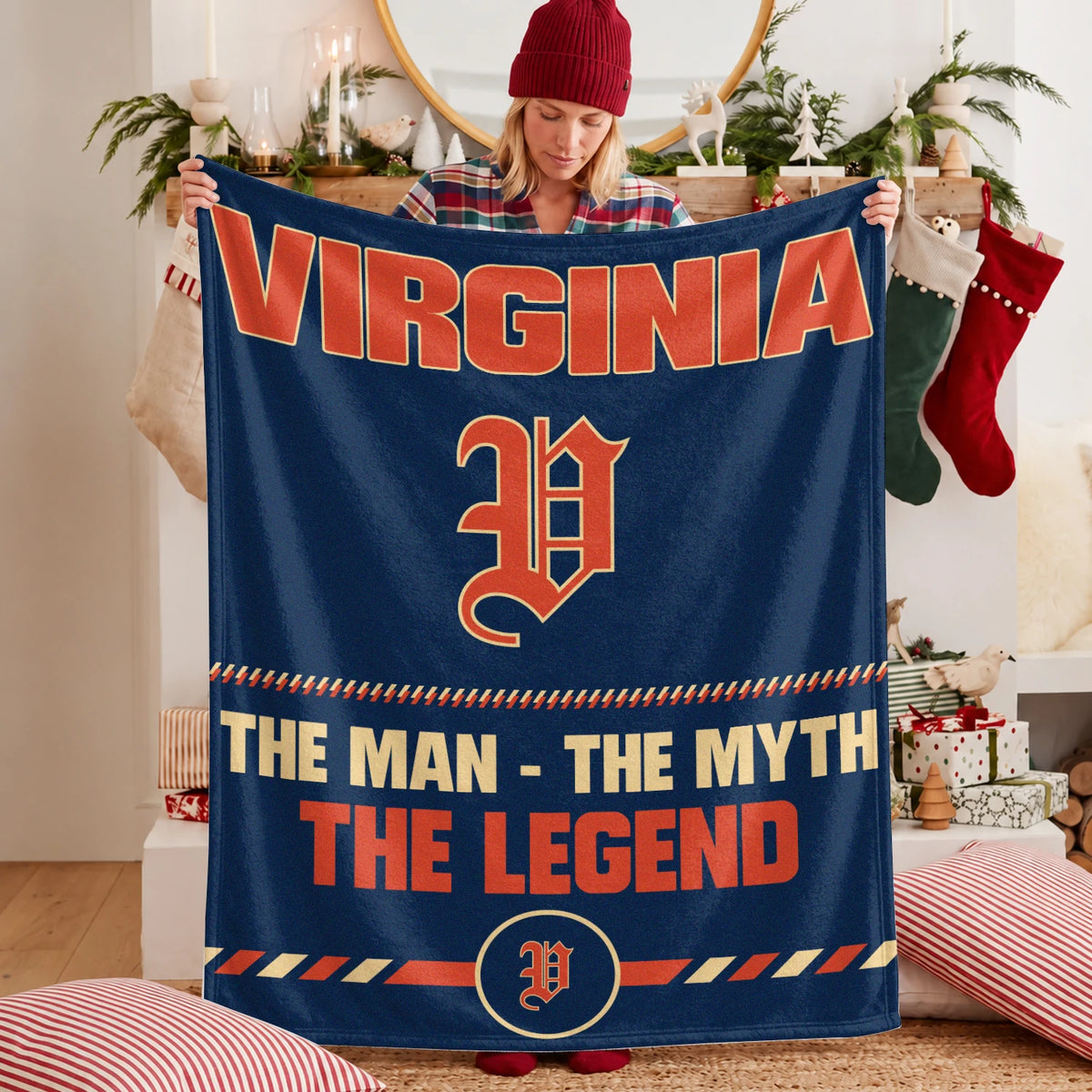 The Man The Myth The Legend Retro Fleece Blanket VIRGINIA 13K1 BK53