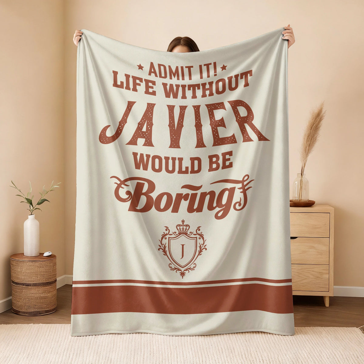 Life Without Your Name Would Be Boring Cream Terracotta Blanket JAVIER 13K1 BK24