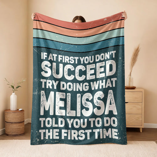 If At First You Don’t Succeed Retro Green Fleece Blanket MELISSA 13K1 BK29