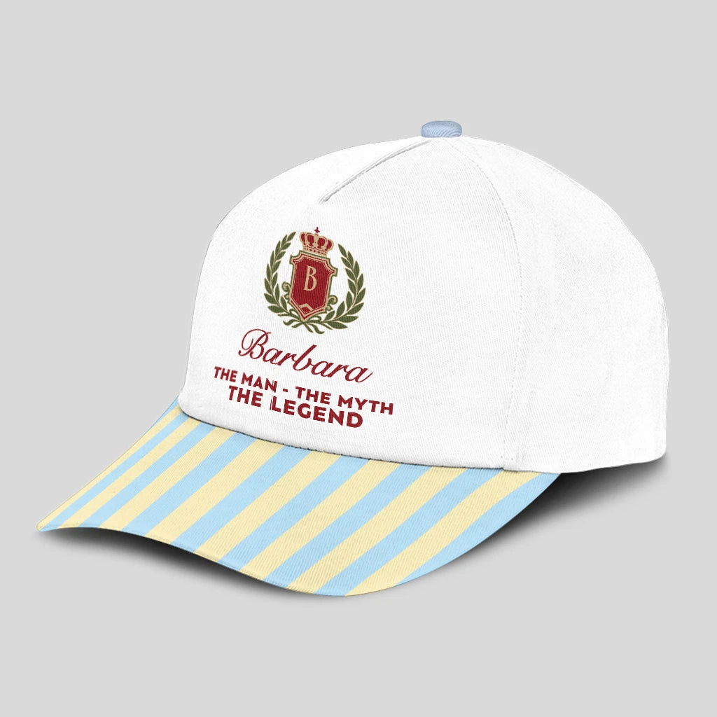 The Man The Myth The Legend Blue And Yellow Striped Beach Cap BARBARA 13K1 C118PF