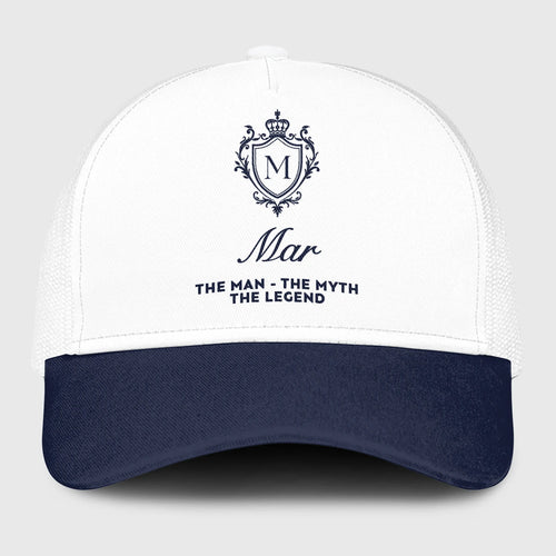 The Man The Myth The Legend Blue And White Baseball Mesh Cap MAR 13K1 C186PF