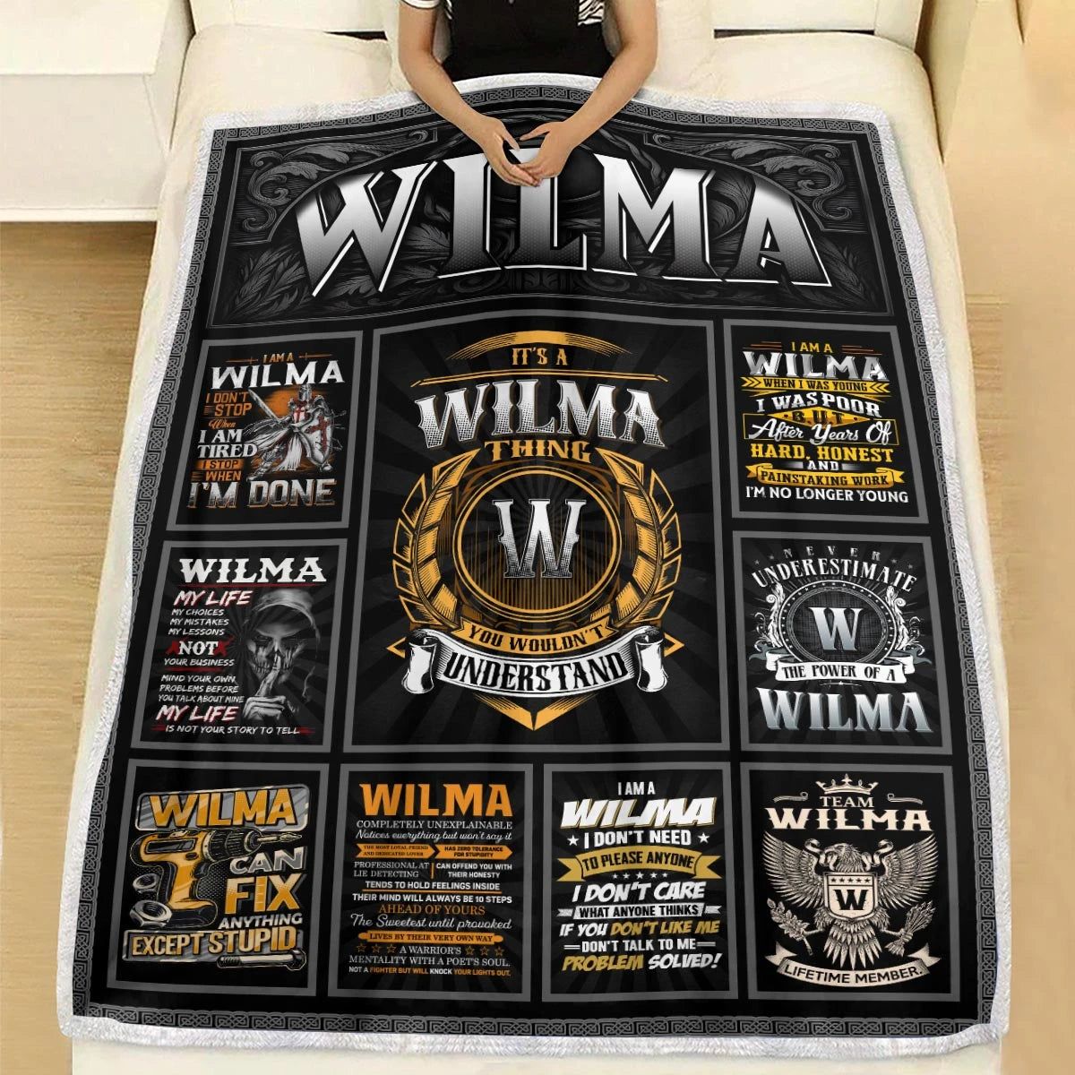 WILMA Personalized Blanket | Custom Name Cozy Throw Gift 13K5-BK2