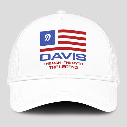 The Man The Myth The Legend America Flag Mesh Cap DAVIS 13K1 C193PF