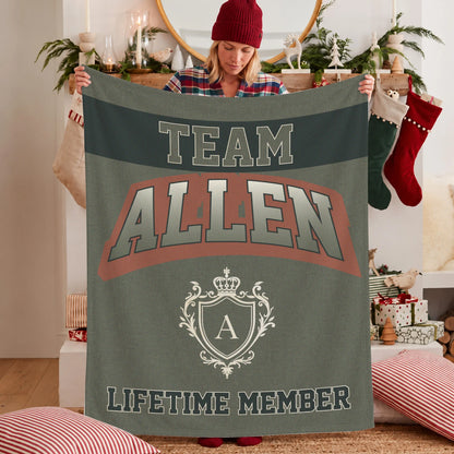 Team Your Name Lifetime Member Sage Green Fleece Blanket ALLEN 13K1 BK22
