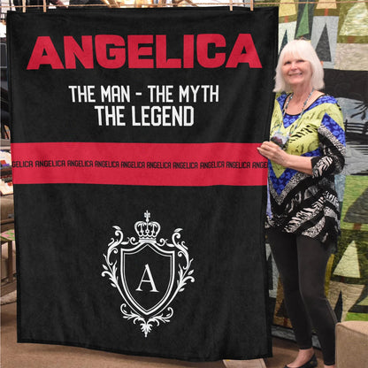 The Man The Myth The Legend Black Red Fleece Blanket ANGELICA 13K1 BK14