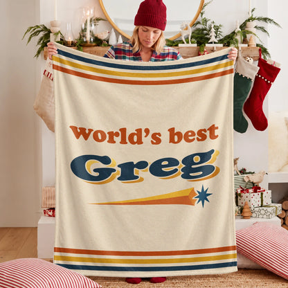World's Best Your Name Retro Fleece Blanket GREG 13K1 BK64