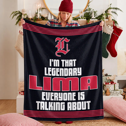 I'm That Legendary Name Dark Red Fleece Blanket LIMA 13K1 BK48