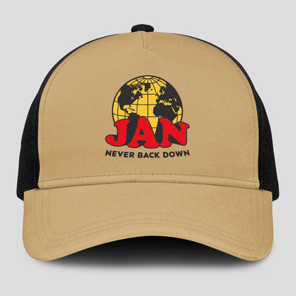 Never Back Down World Logo Khaki Mesh Cap JAN 13K1 C212PF