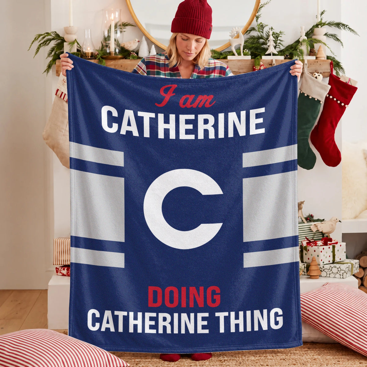 I'm Name Doing Name Things Navy Fleece Blanket CATHERINE 13K1 BK51