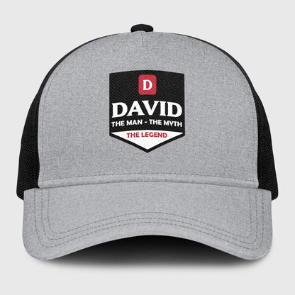The Man The Myth The Legend Gray Mesh Cap DAVID 13K1 C189PF