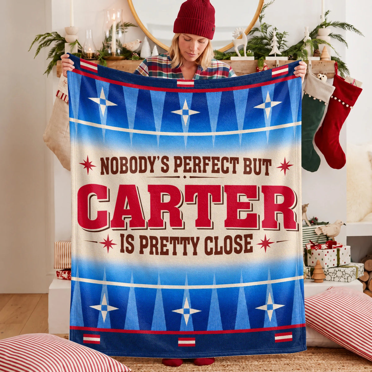 Nobody's Perfect But Your Name Is Close Native American Fleece Blanket CARTER 13K1 BK57
