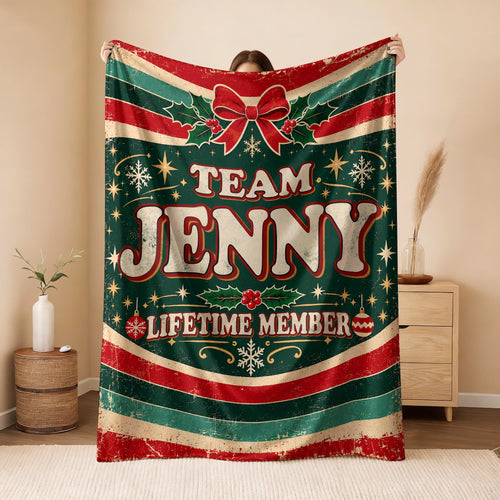 Team Your Name Lifetime Member Christmas Fleece Blanket JENNY 13K1 BK52