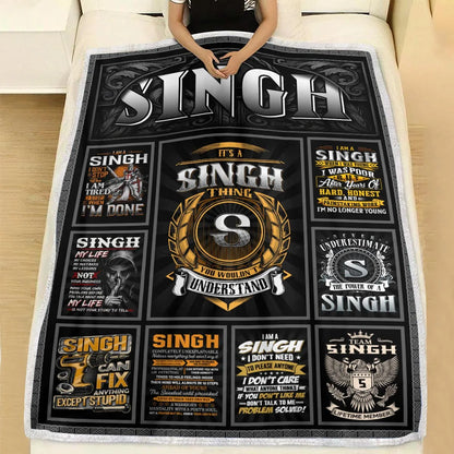 SINGH Personalized Blanket | Custom Name Cozy Throw Gift 13K1-BK2