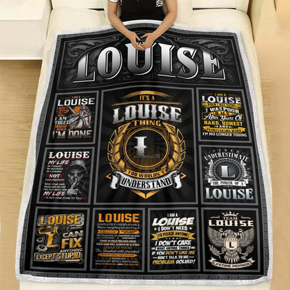 LOUISE Personalized Blanket | Custom Name Cozy Throw Gift 13K1-BK2