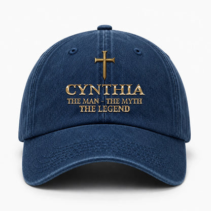 The Man The Myth The Legend Golden Cross Washed Cap CYNTHIA 13K1 C217PF