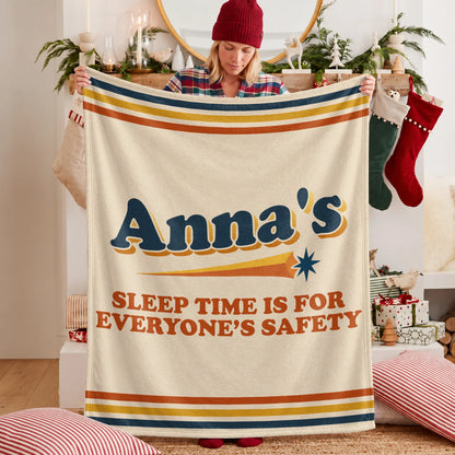 Your Name's Sleep Time Funny Retro Fleece Blanket ANNA 13K1 BK67