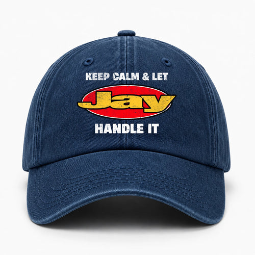 Keep Calm & Let Your Name Handle It Yellow And Red Logo Washed Cap JAY 13K1 C172PF