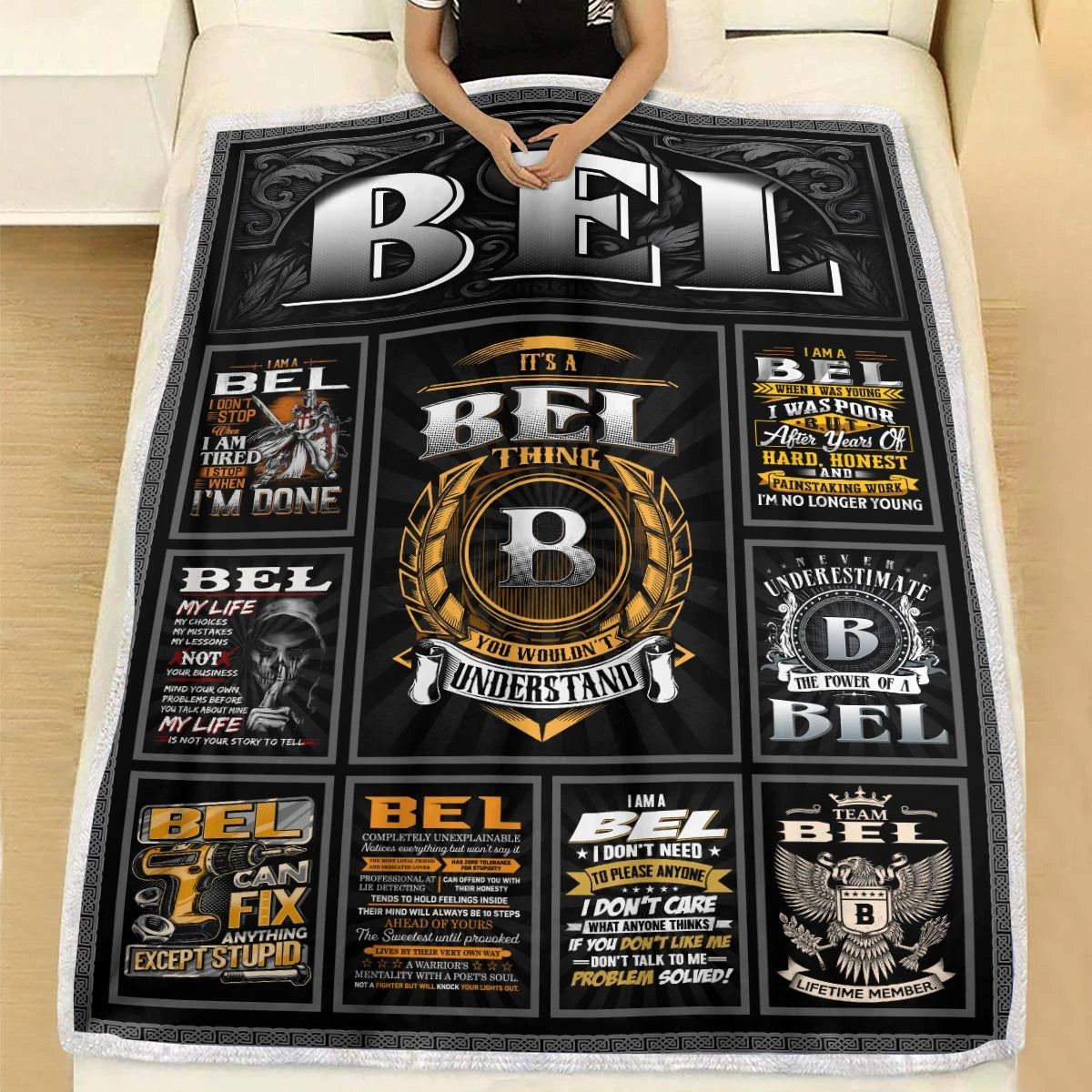 BEL Personalized Blanket | Custom Name Cozy Throw Gift 13K4-BK2