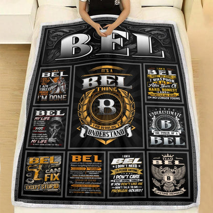 BEL Personalized Blanket | Custom Name Cozy Throw Gift 13K4-BK2