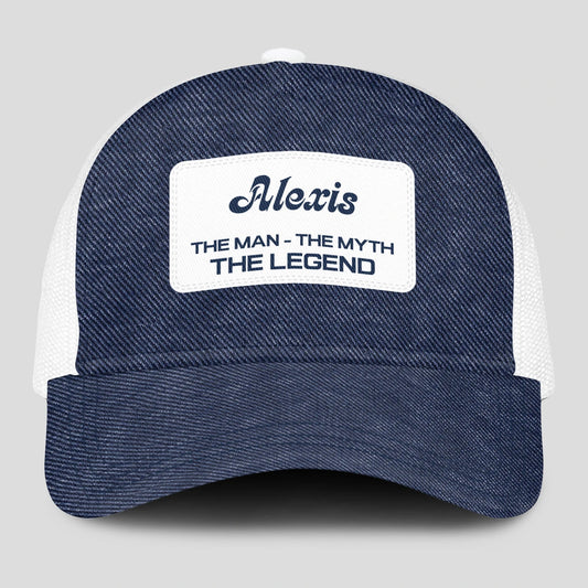 The Man The Myth The Legend Blue Denim Mesh Cap ALEXIS 13K1 C194PF