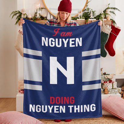 I'm Name Doing Name Things Navy Fleece Blanket NGUYEN 13K1 BK51