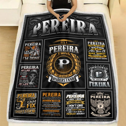 PEREIRA Personalized Blanket | Custom Name Cozy Throw Gift 13K1-BK2