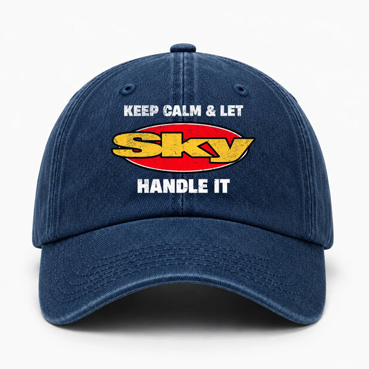 Keep Calm & Let Your Name Handle It Yellow And Red Logo Washed Cap SKY 13K1 C172PF