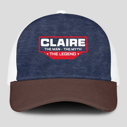 The Man The Myth The Legend Navy Brown And White Mesh Cap CLAIRE 13K1 C200PF