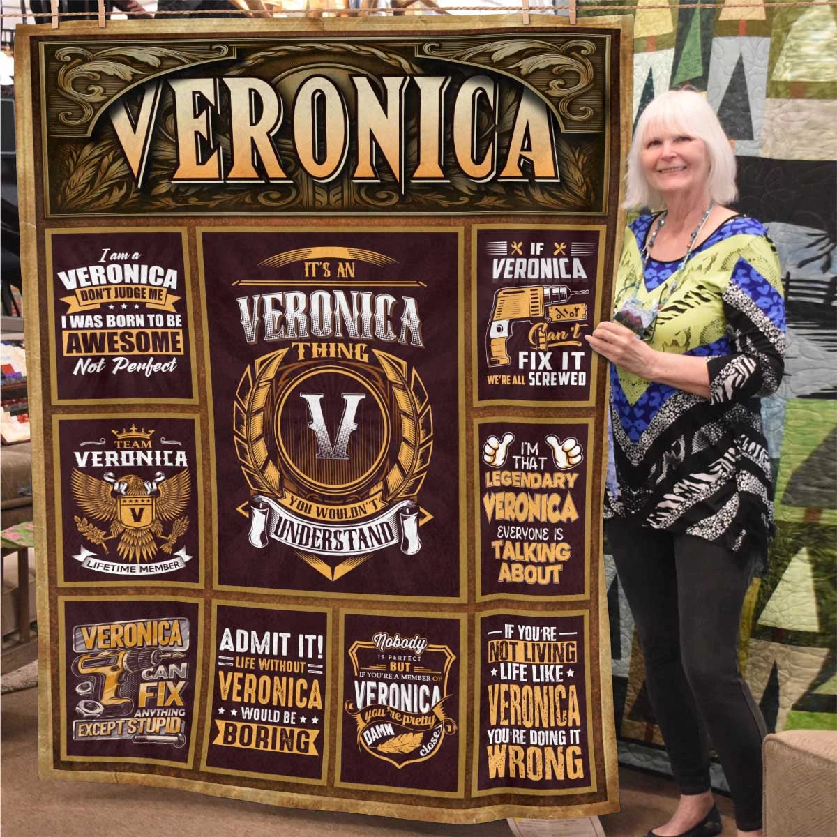 VERONICA Personalized Blanket | Custom Name Cozy Throw Gift 13K1-BK4