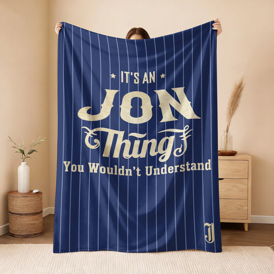 Your Name Thing Striped Blue Fleece Blanket JON 13K1 BK23