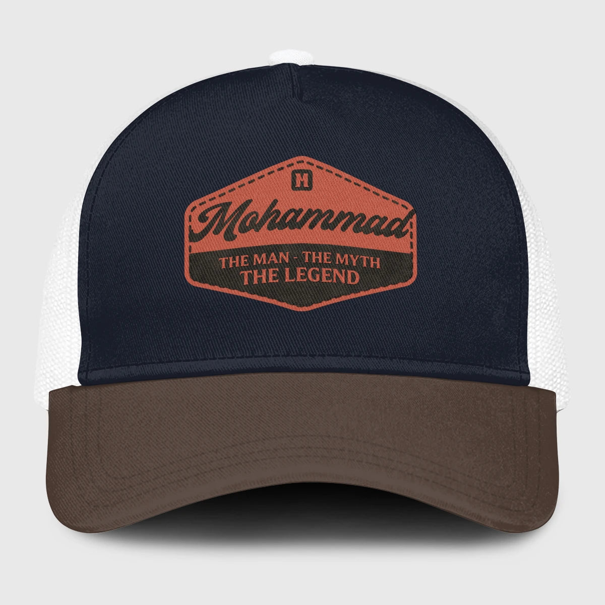 The Man The Myth The Legend Navy And Brown Mesh Cap MOHAMMAD 13K1 C188PF