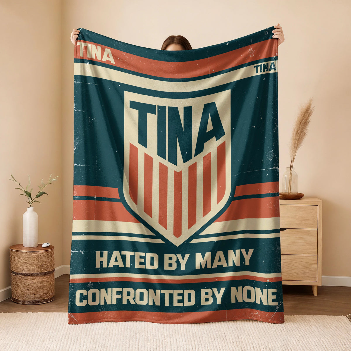 Hated By Many Confronted By None Retro Fleece Blanket TINA 13K1 BK58