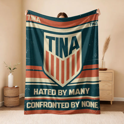 Hated By Many Confronted By None Retro Fleece Blanket TINA 13K1 BK58