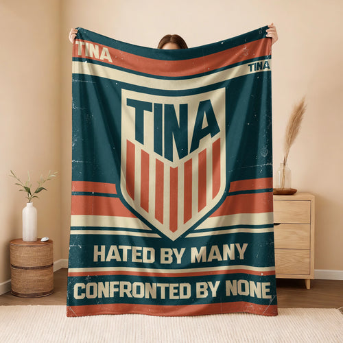 Hated By Many Confronted By None Retro Fleece Blanket TINA 13K1 BK58