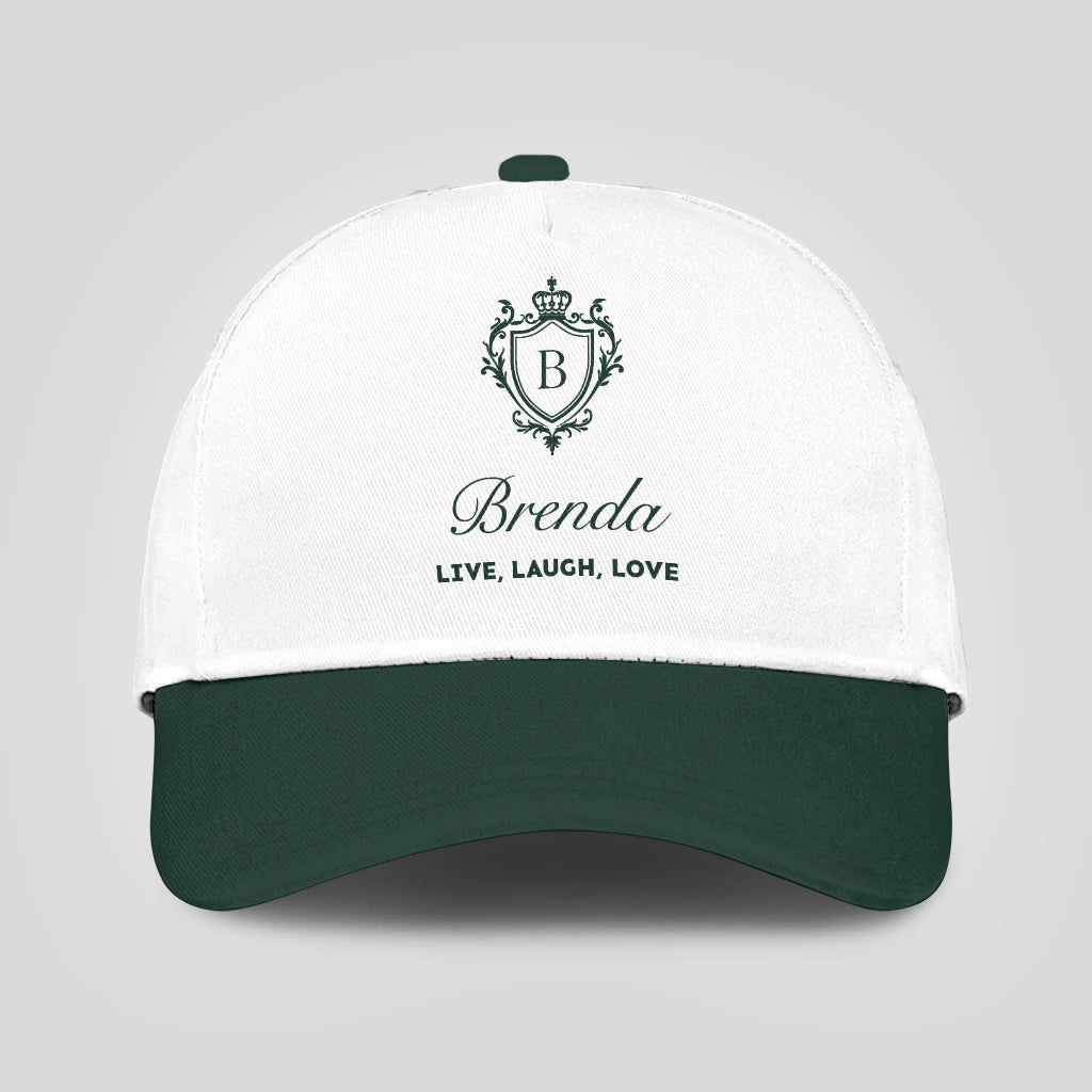 Live Laugh Love Elegant Blue And White Cap BRENDA 13K1 C90PF