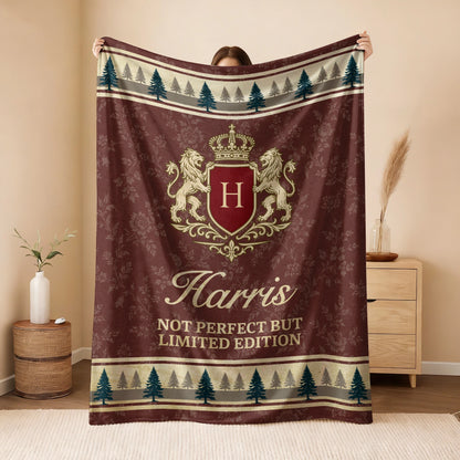 Not Perfect But Limited Edition Burgundy Pine Tree Fleece Blanket HARRIS 13K1 BK41