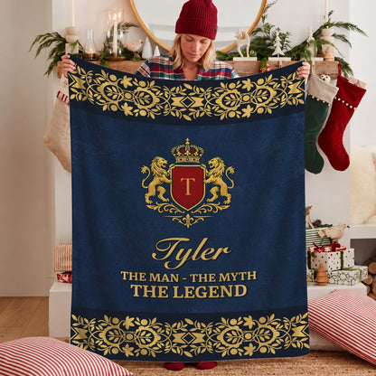 The Man The Myth The Legend Luxury Navy Fleece Blanket TYLER 13K1 BK35