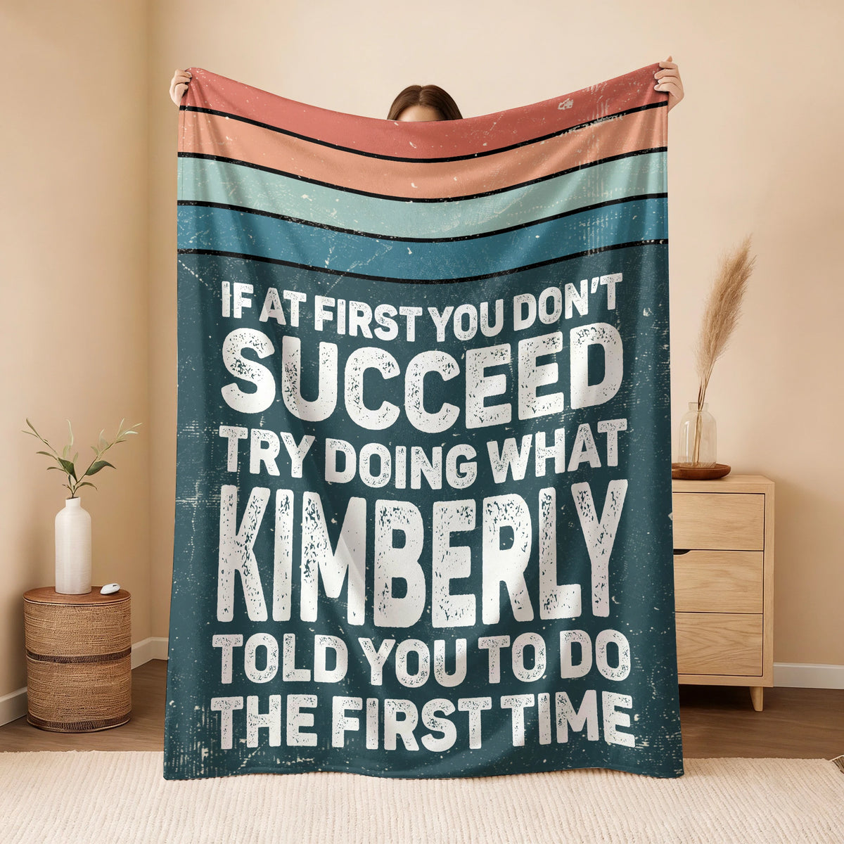 If At First You Don’t Succeed Retro Green Fleece Blanket KIMBERLY 13K1 BK29