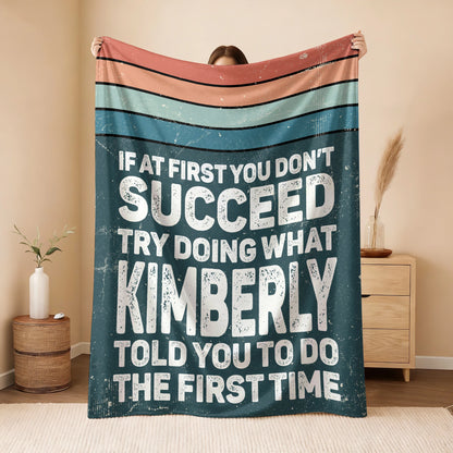 If At First You Don’t Succeed Retro Green Fleece Blanket KIMBERLY 13K1 BK29