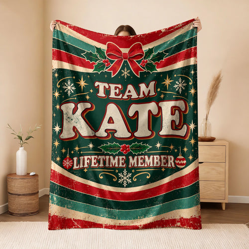Team Your Name Lifetime Member Christmas Fleece Blanket KATE 13K1 BK52