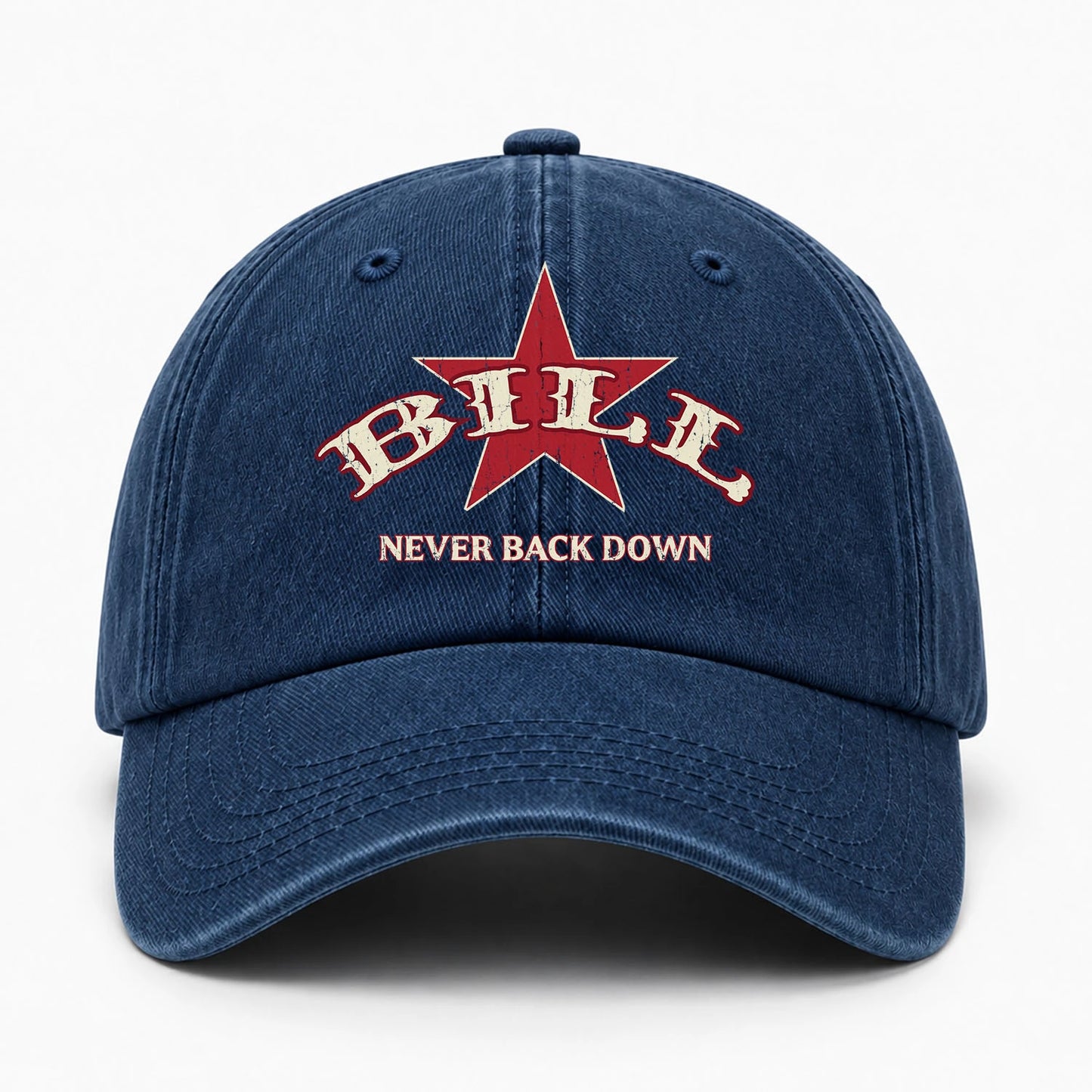Never Back Down Western Blue Denim Cap BILL 13K1 C61PF