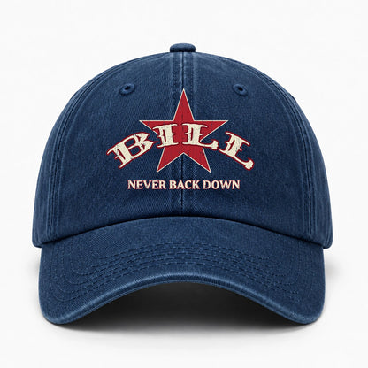 Never Back Down Western Blue Denim Cap BILL 13K1 C61PF