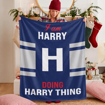 I'm Name Doing Name Things Navy Fleece Blanket HARRY 13K1 BK51