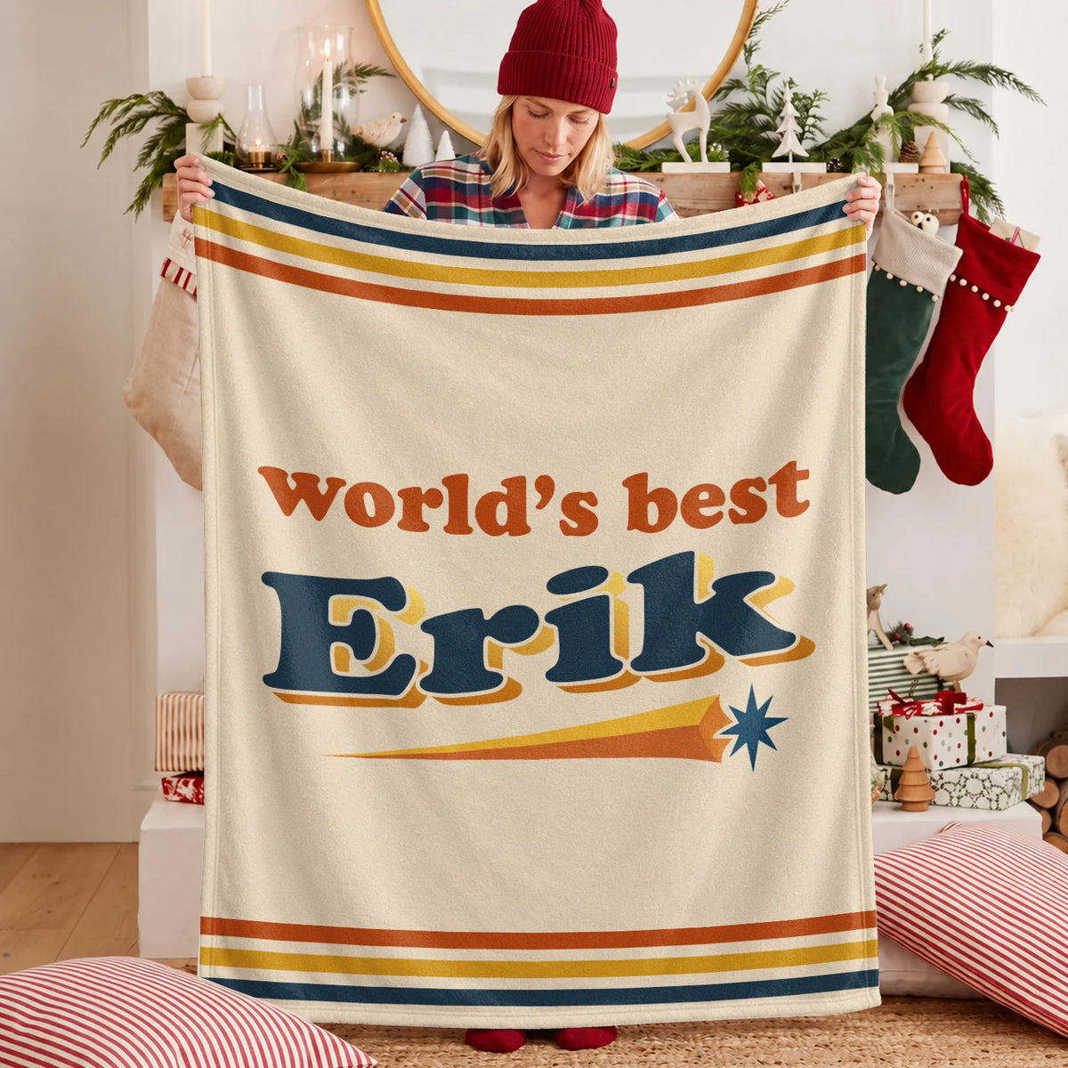 World's Best Your Name Retro Fleece Blanket ERIK 13K1 BK64