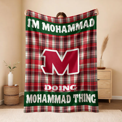 I'm Name Doing Name Things Red Plaid Fleece Blanket MOHAMMAD 13K1 BK49