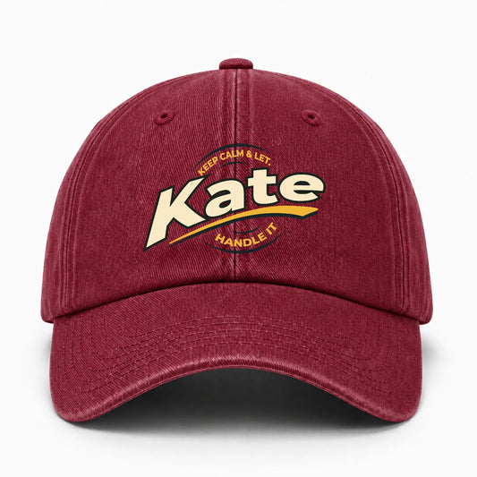 Keep Calm & Let Your Name Handle It Burgundy Washed Cap KATE 13K1 C105PF