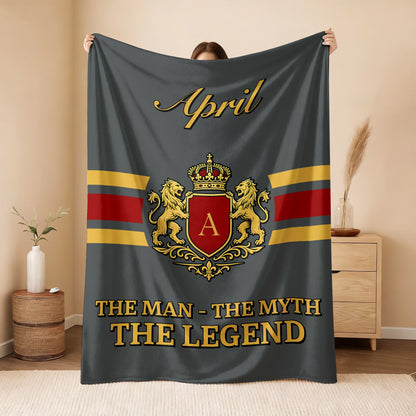 The Man The Myth The Legend Blue & Gold Fleece Blanket APRIL 13K1 BK07
