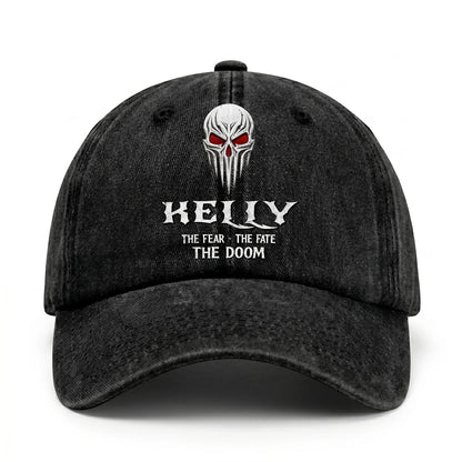 Your Name The Fear The Fate The Doom Skull Washed Cap KELLY 13K1 C98PF