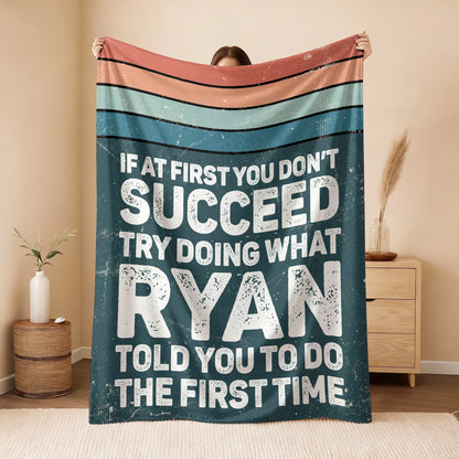 If At First You Don’t Succeed Retro Green Fleece Blanket RYAN 13K1 BK29